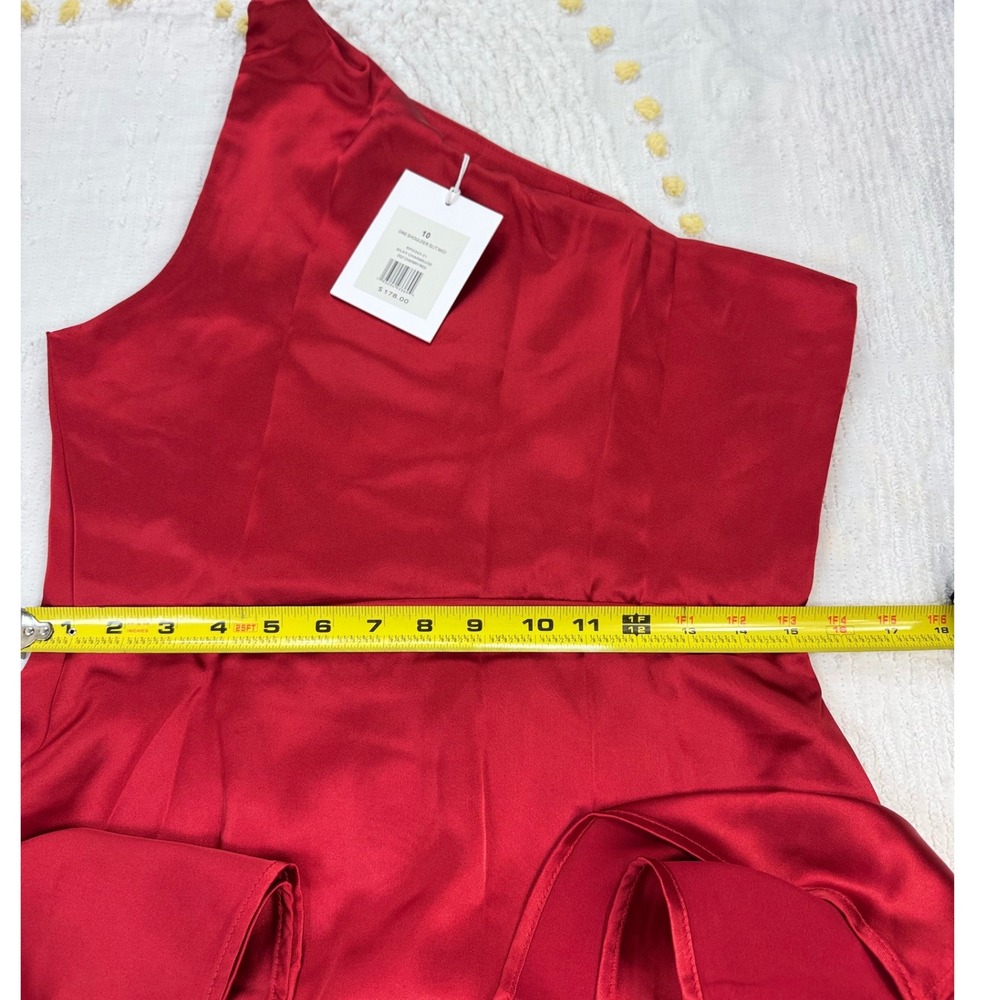 Rachel Parcell Red Satin One Shoulder Formal Dress Evening Gown Size 10 - Picture 3 of 6